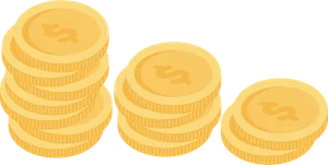 Stacks of gold coins of different heights