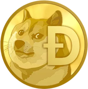 Gold Dogecoin coin with the Doge face