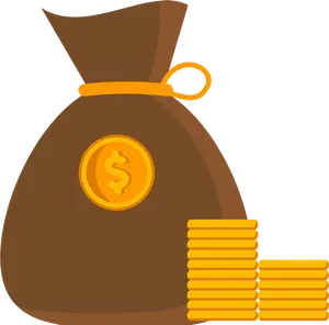 A money bag overflowing with gold coins